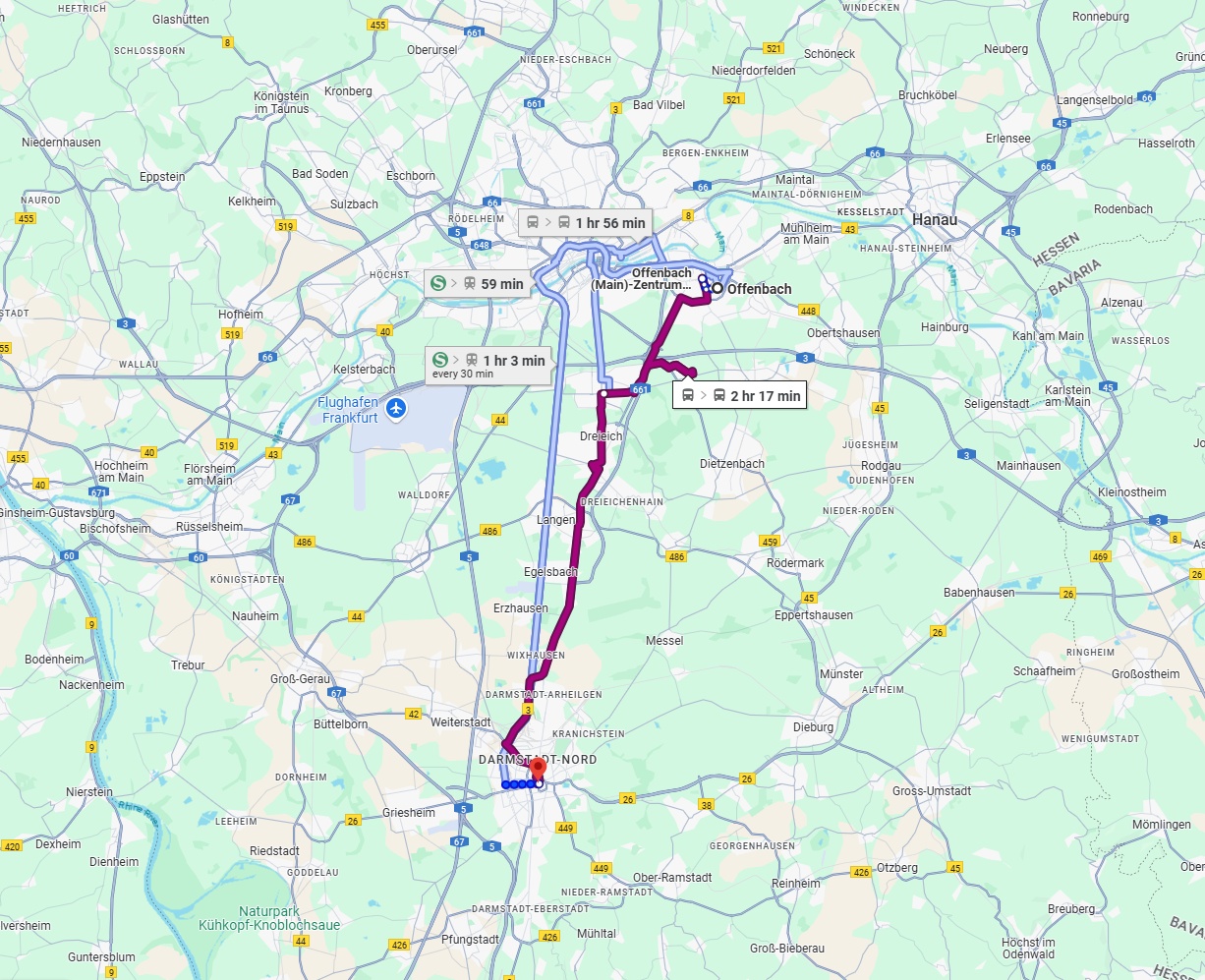 Anreise von Offenbach am Main Zu Darmstadt Über 