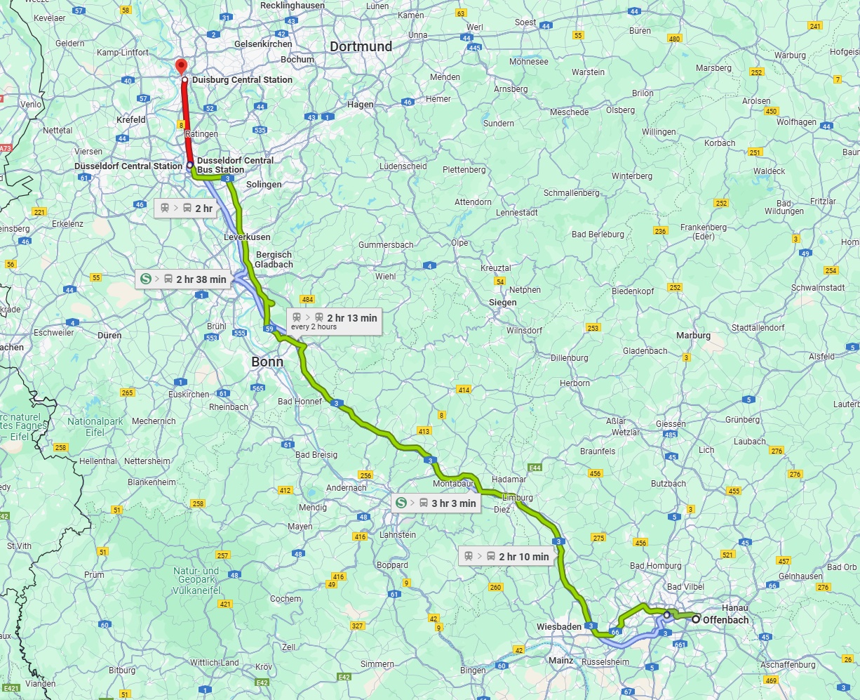 Anreise von Offenbach am Main Zu Duisburg Über 
