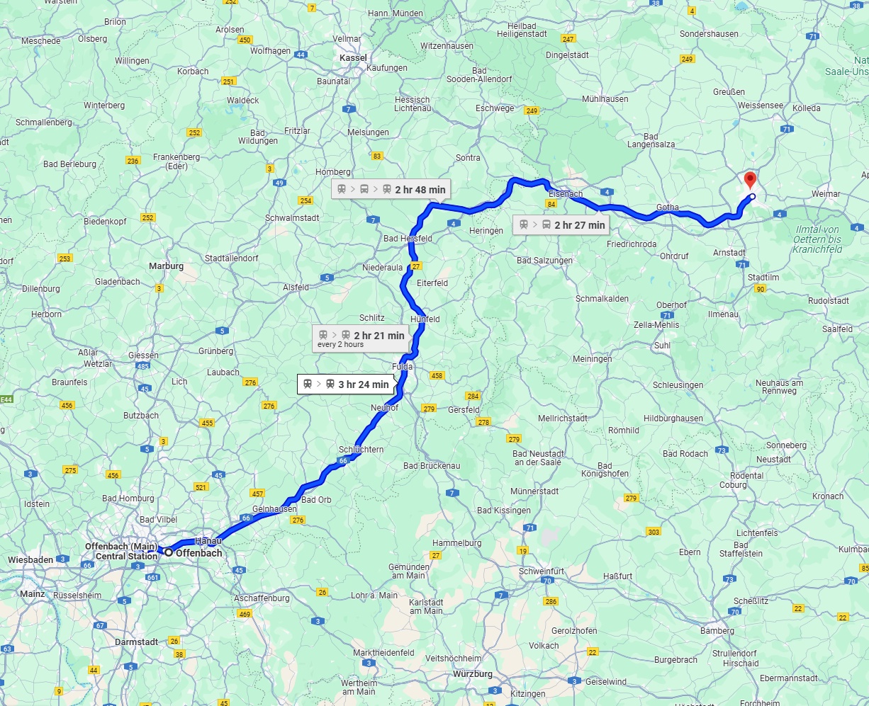 Anreise von Offenbach am Main Zu Erfurt Über 
