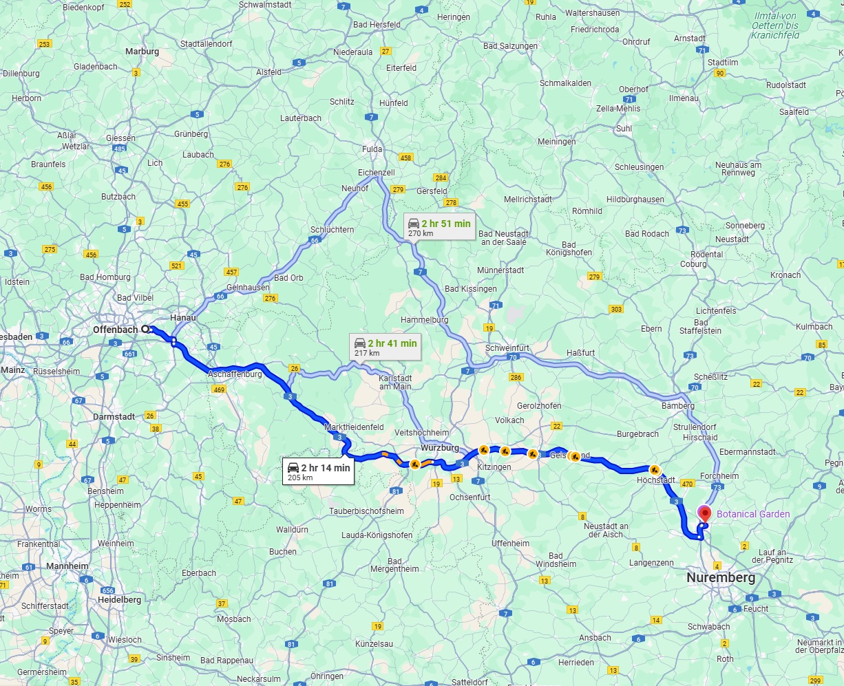 Anreise von Offenbach am Main Zu Erlangen Über via A3