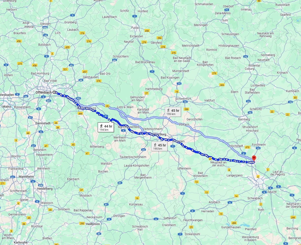Anreise von Offenbach am Main Zu Erlangen Über 