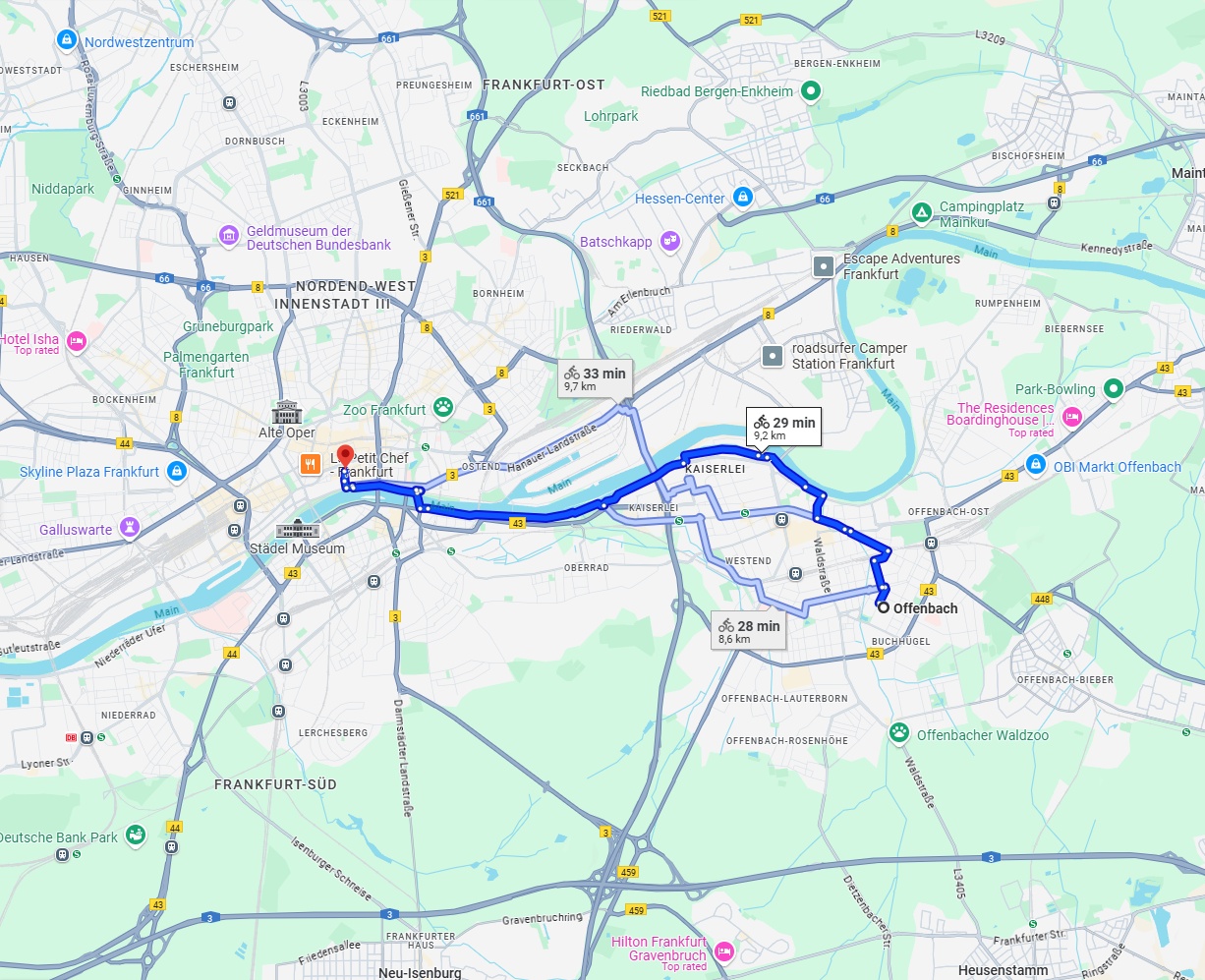 Anreise von Offenbach am Main Zu Frankfurt am Main Über 
