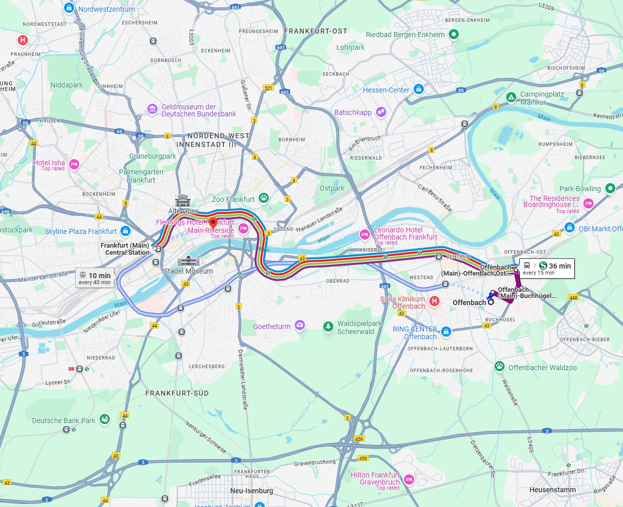 Anreise von Offenbach am Main Zu Frankfurt am Main Über 