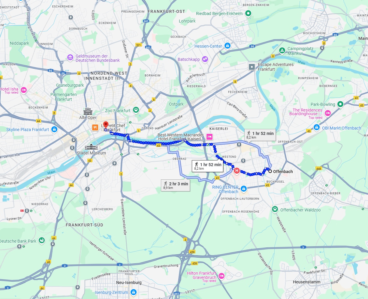Anreise von Offenbach am Main Zu Frankfurt am Main Über 