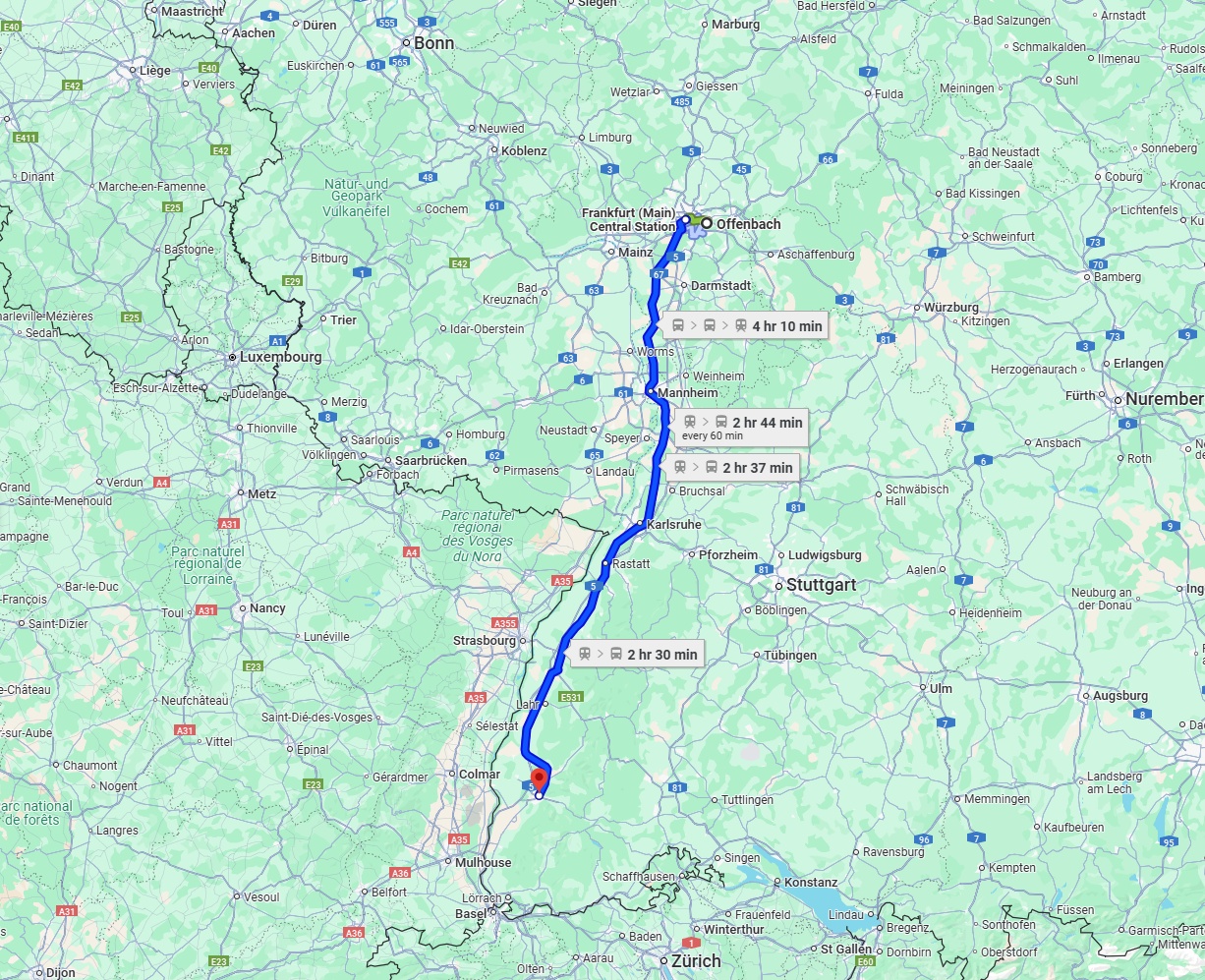 Anreise von Offenbach am Main Zu Freiburg im Breisgau Über 