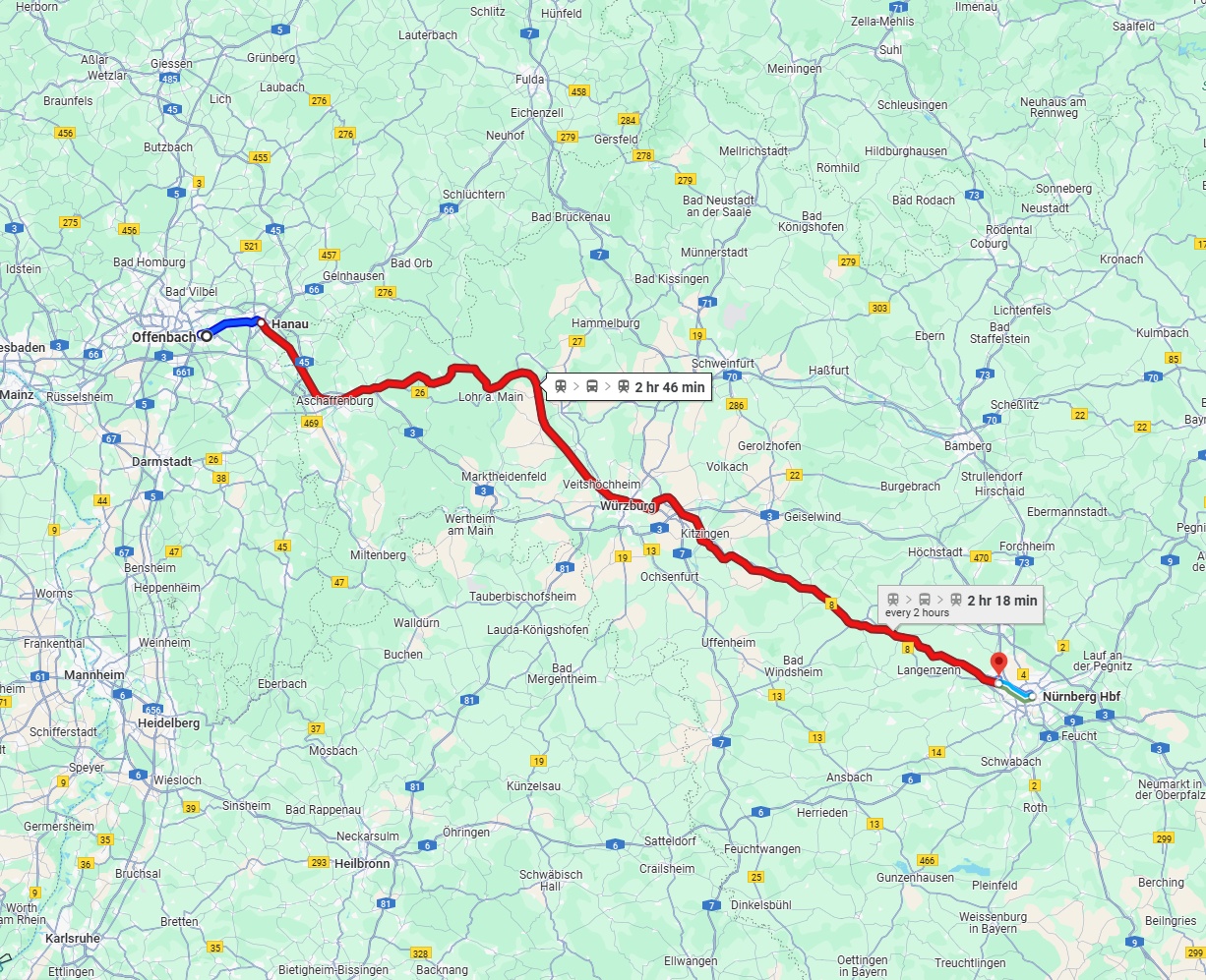 Anreise von Offenbach am Main Zu Fürth Über 
