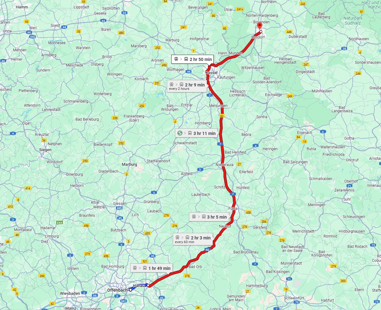 Anreise von Offenbach am Main Zu Göttingen Über 
