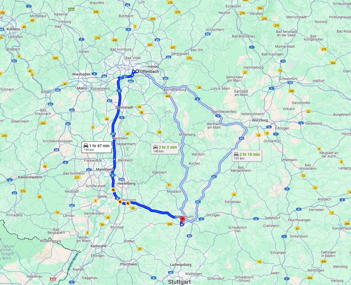 Anreise von Offenbach am Main Zu Heilbronn Über via A6