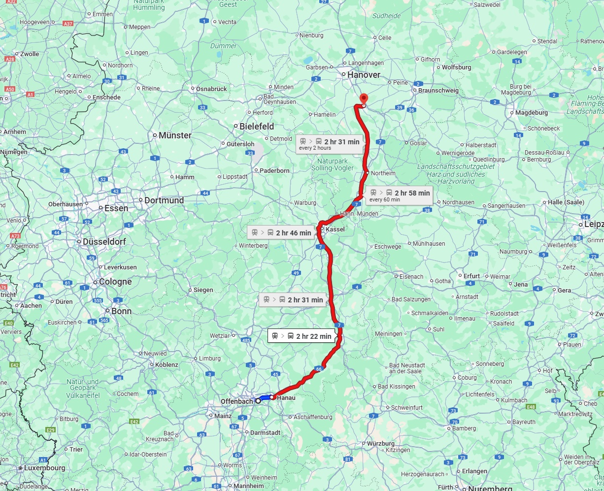Anreise von Offenbach am Main Zu Hildesheim Über 