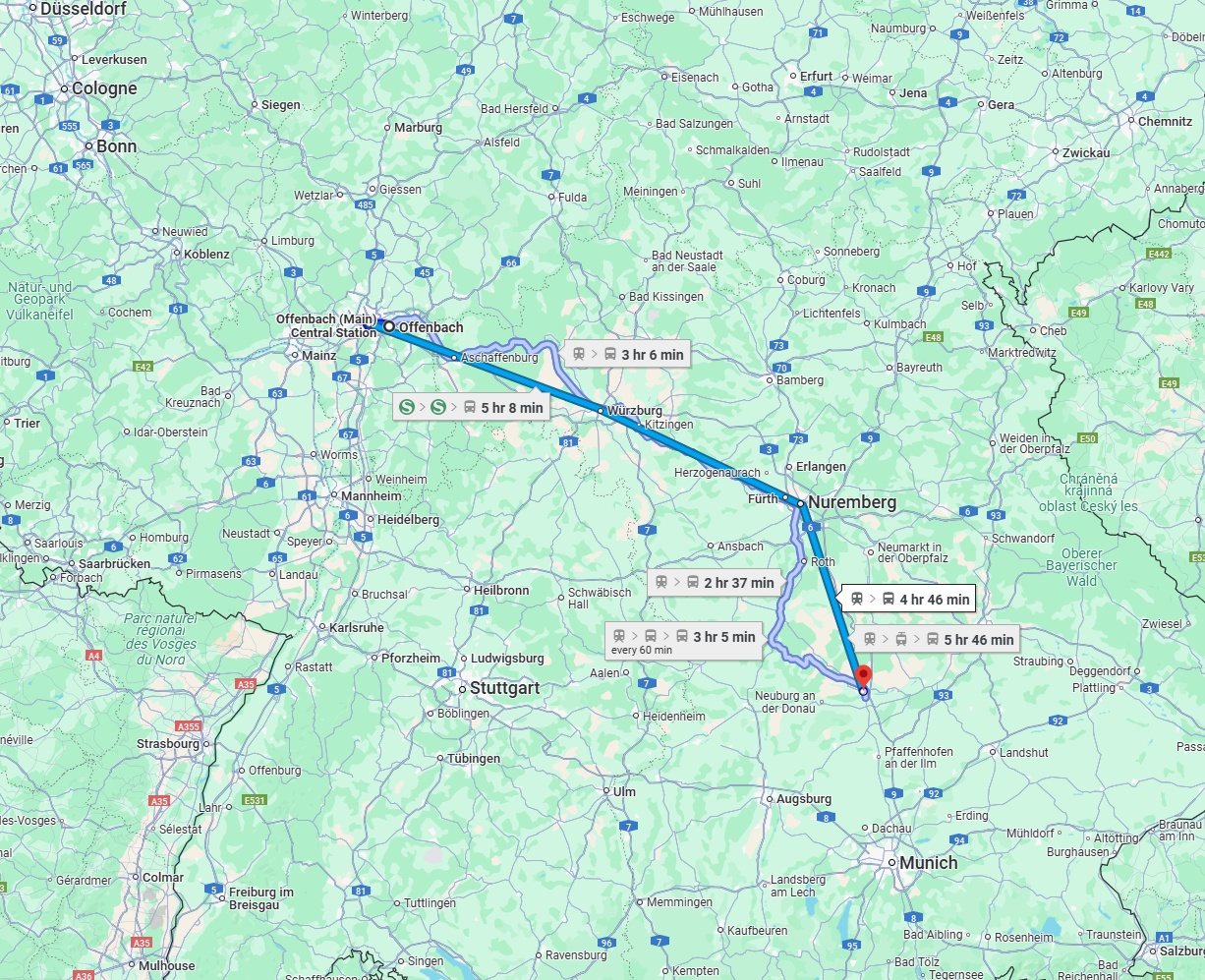 Anreise von Offenbach am Main Zu Ingolstadt Über 