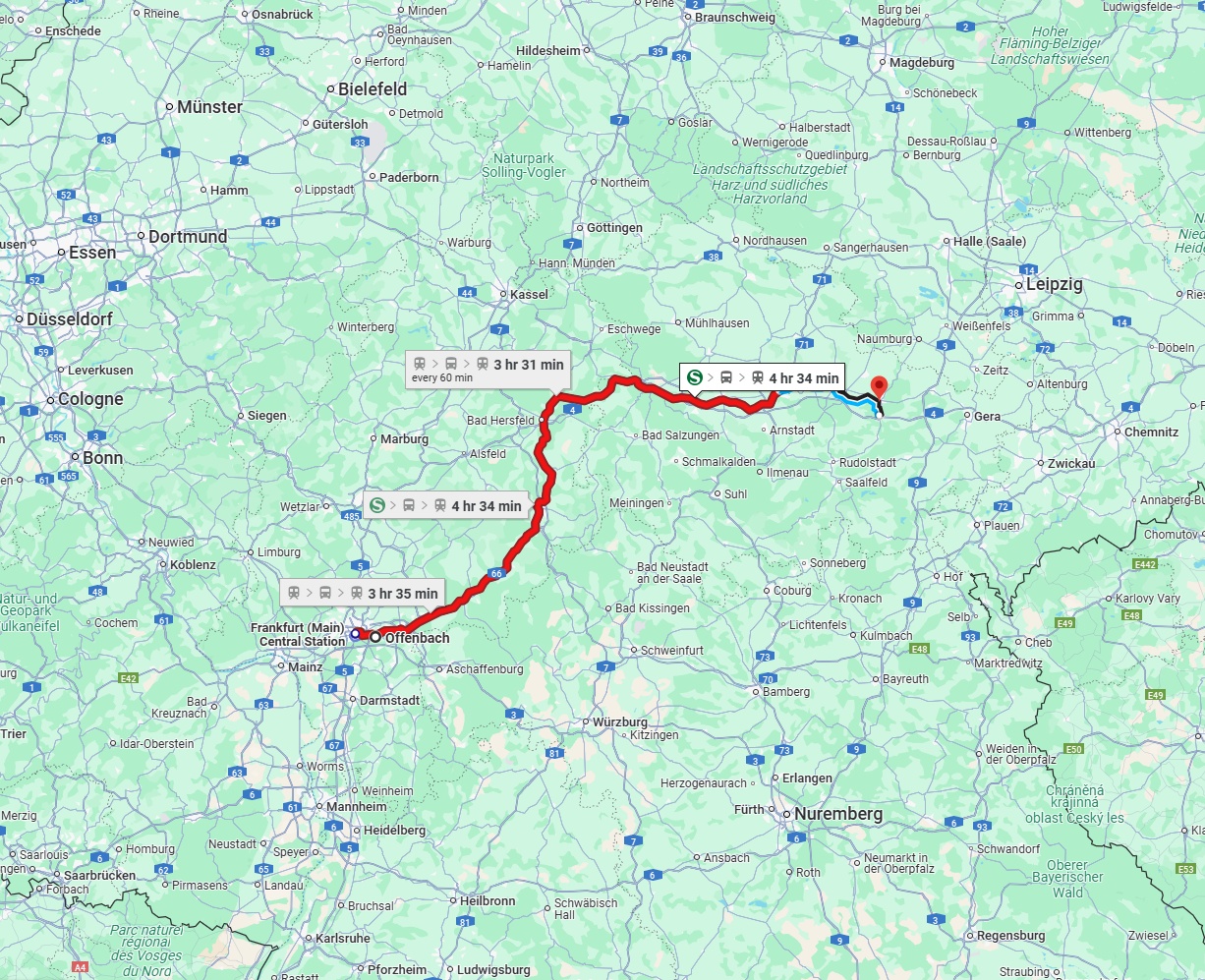 Anreise von Offenbach am Main Zu Jena Über 