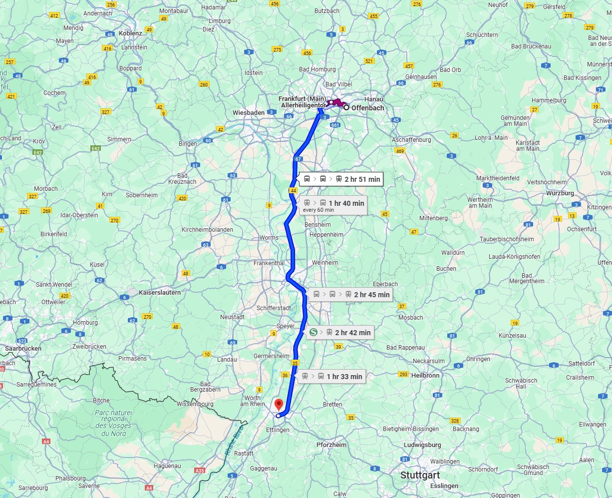 Anreise von Offenbach am Main Zu Karlsruhe Über 