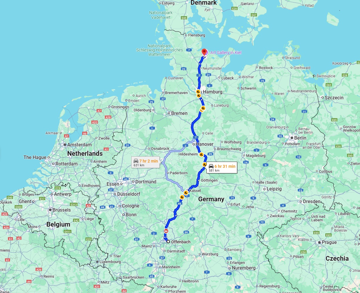 Anreise von Offenbach am Main Zu Kiel Über via A7