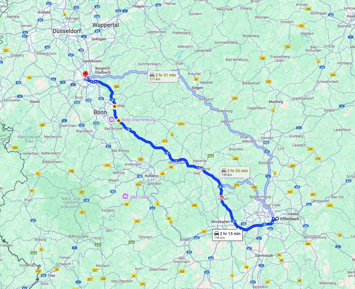 Anreise von Offenbach am Main Zu Köln Über via A3