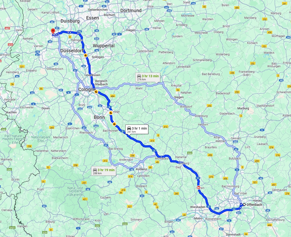 Anreise von Offenbach am Main Zu Krefeld Über via A3