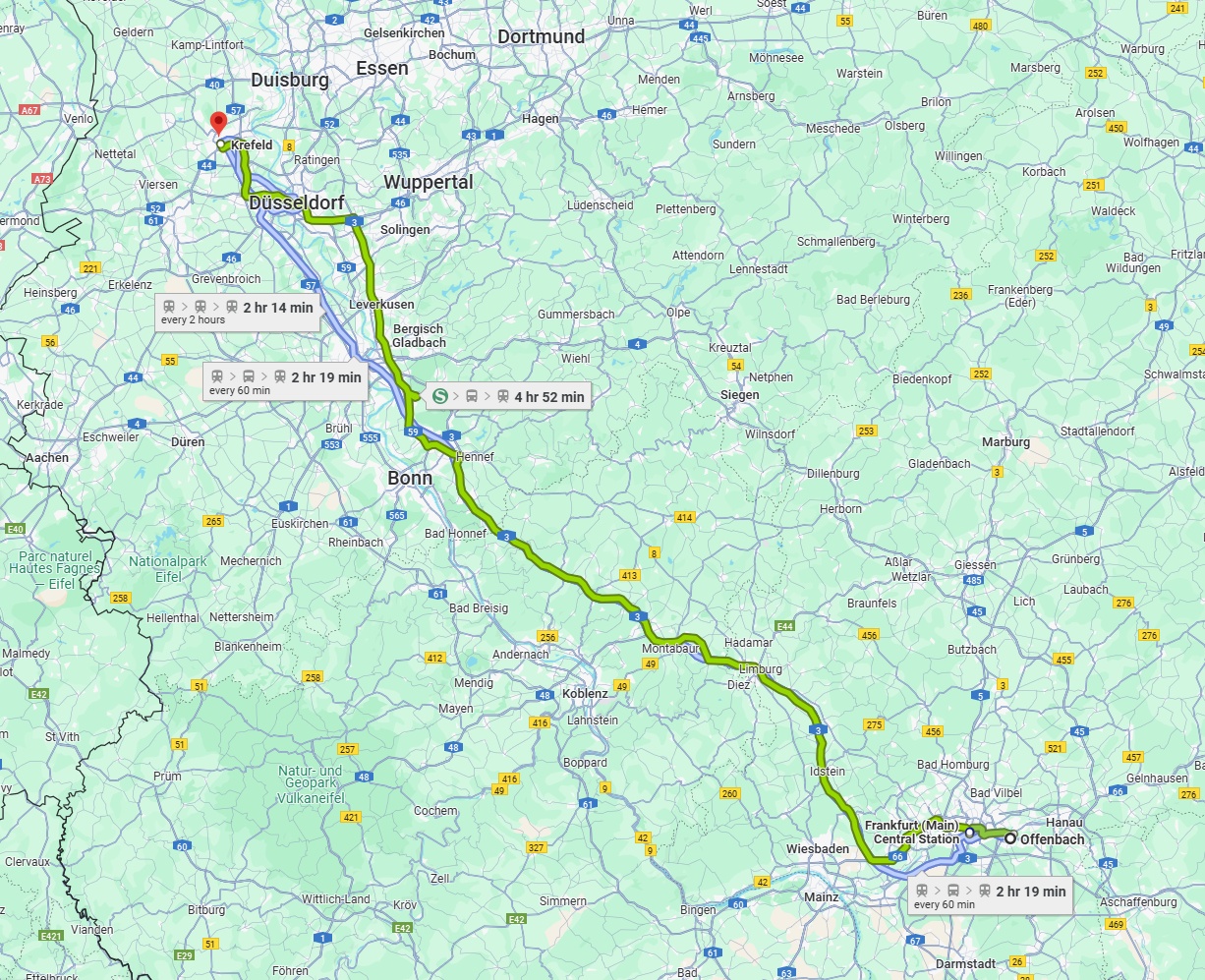 Anreise von Offenbach am Main Zu Krefeld Über 