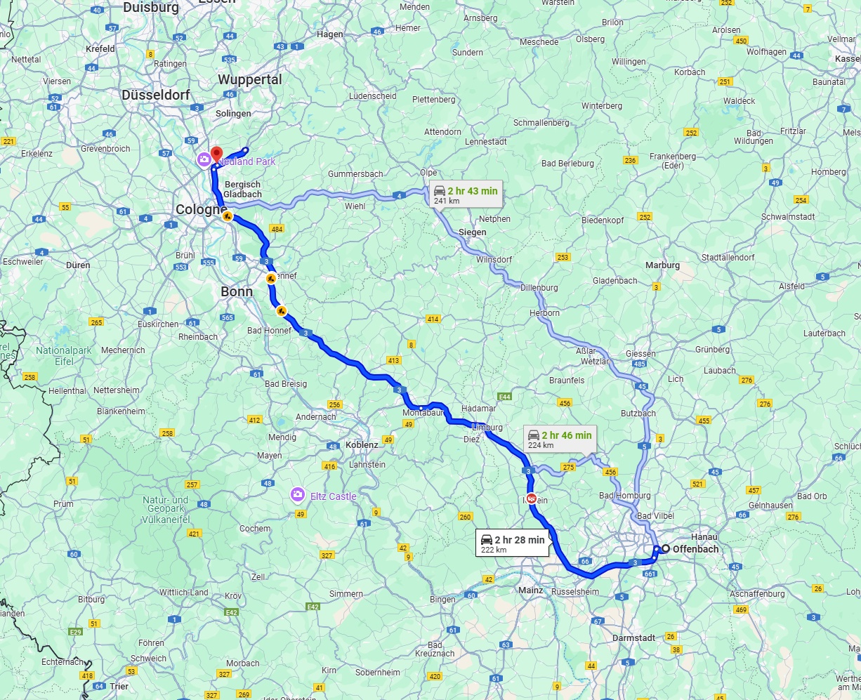 Anreise von Offenbach am Main Zu Leverkusen Über via A3