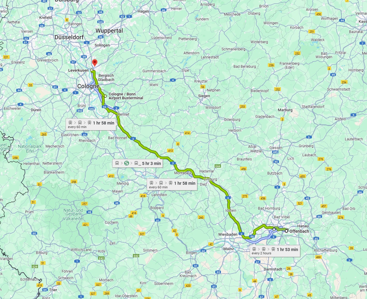Anreise von Offenbach am Main Zu Leverkusen Über 