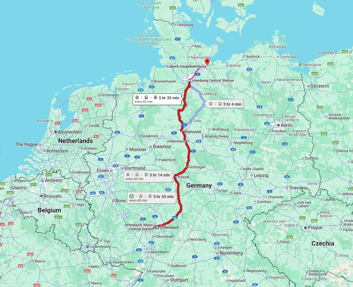 Anreise von Offenbach am Main Zu Lübeck Über 