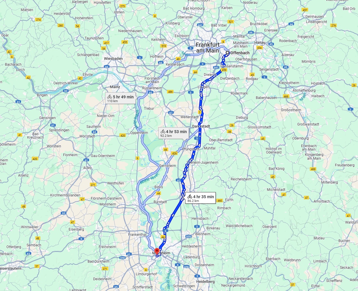 Anreise von Offenbach am Main Zu Ludwigshafen am Rhein Über 