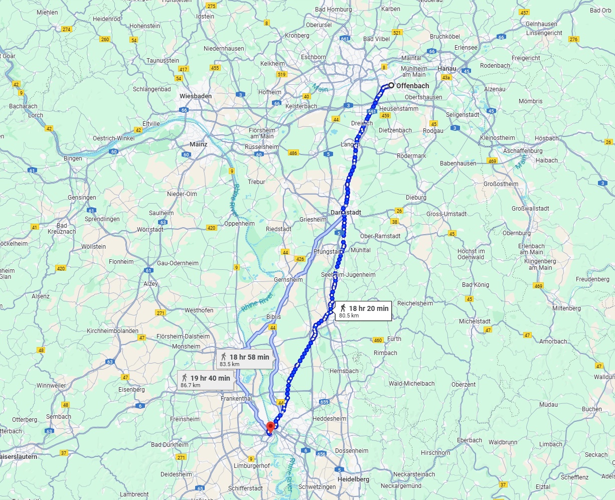 Anreise von Offenbach am Main Zu Ludwigshafen am Rhein Über 