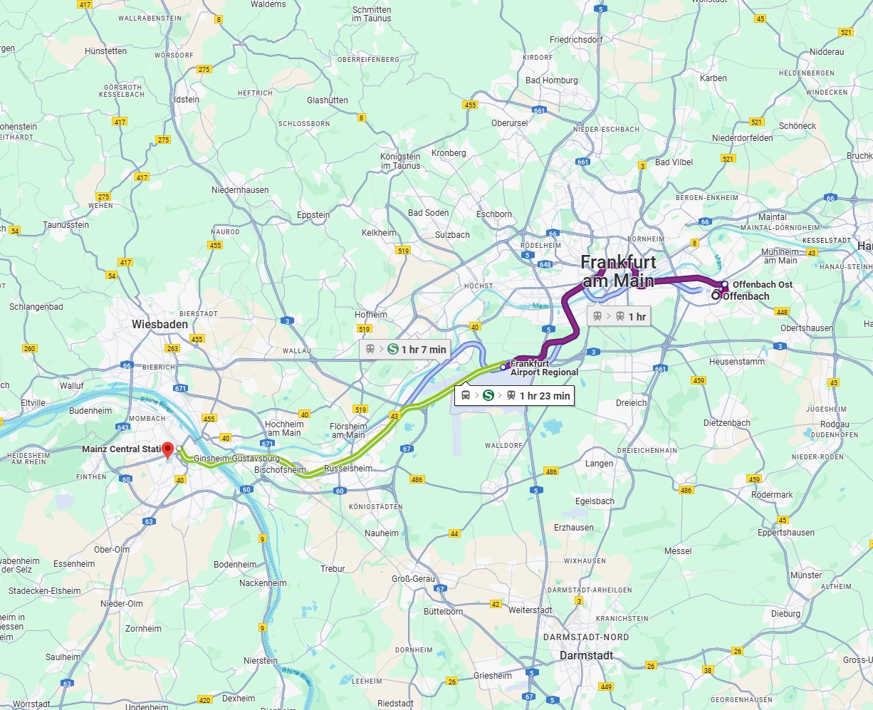 Anreise von Offenbach am Main Zu Mainz Über 