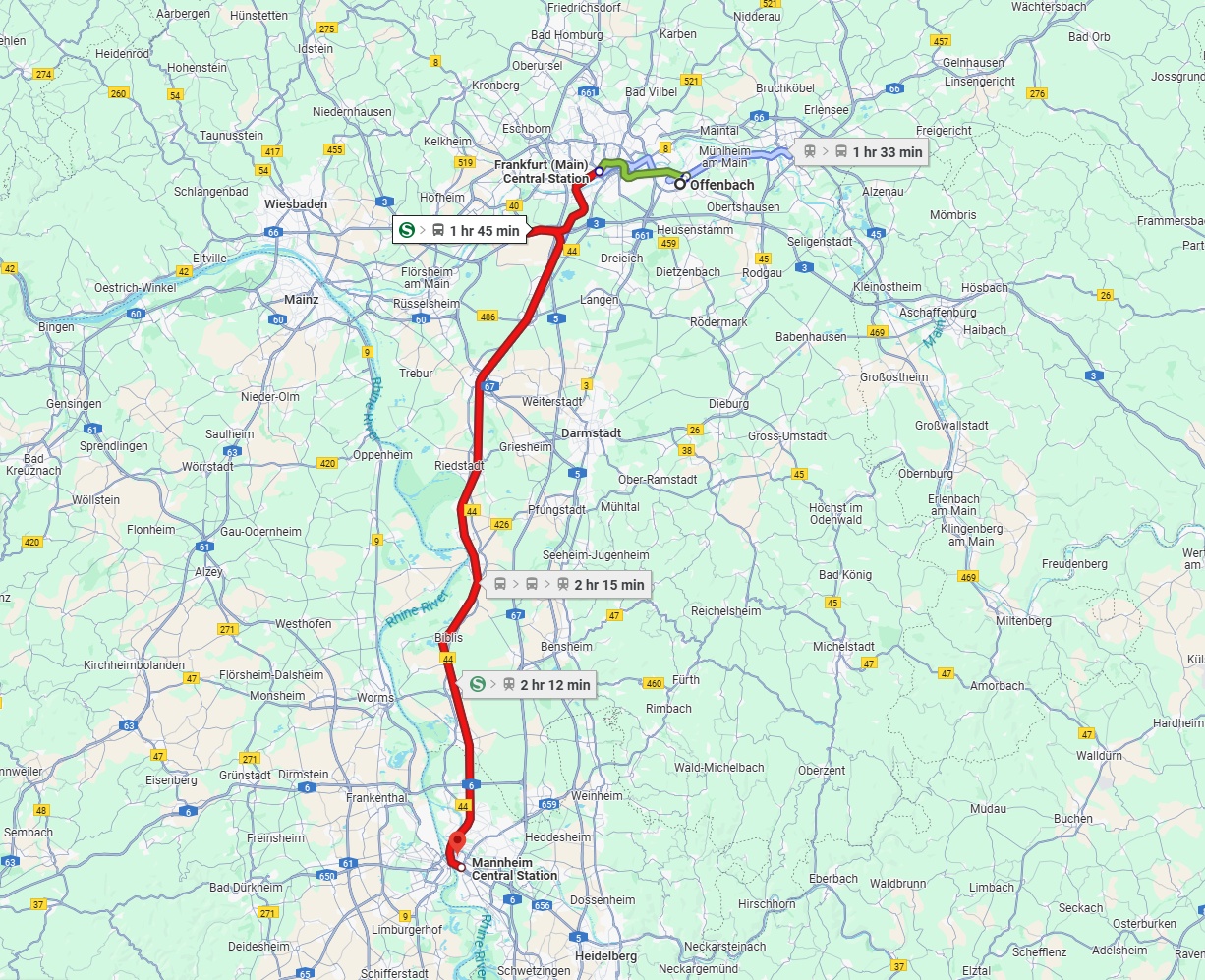 Anreise von Offenbach am Main Zu Mannheim Über 