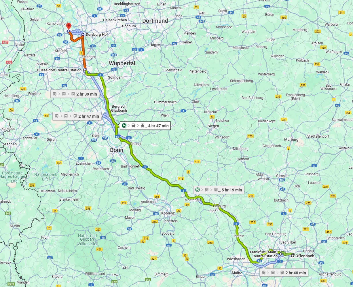 Anreise von Offenbach am Main Zu Moers Über 