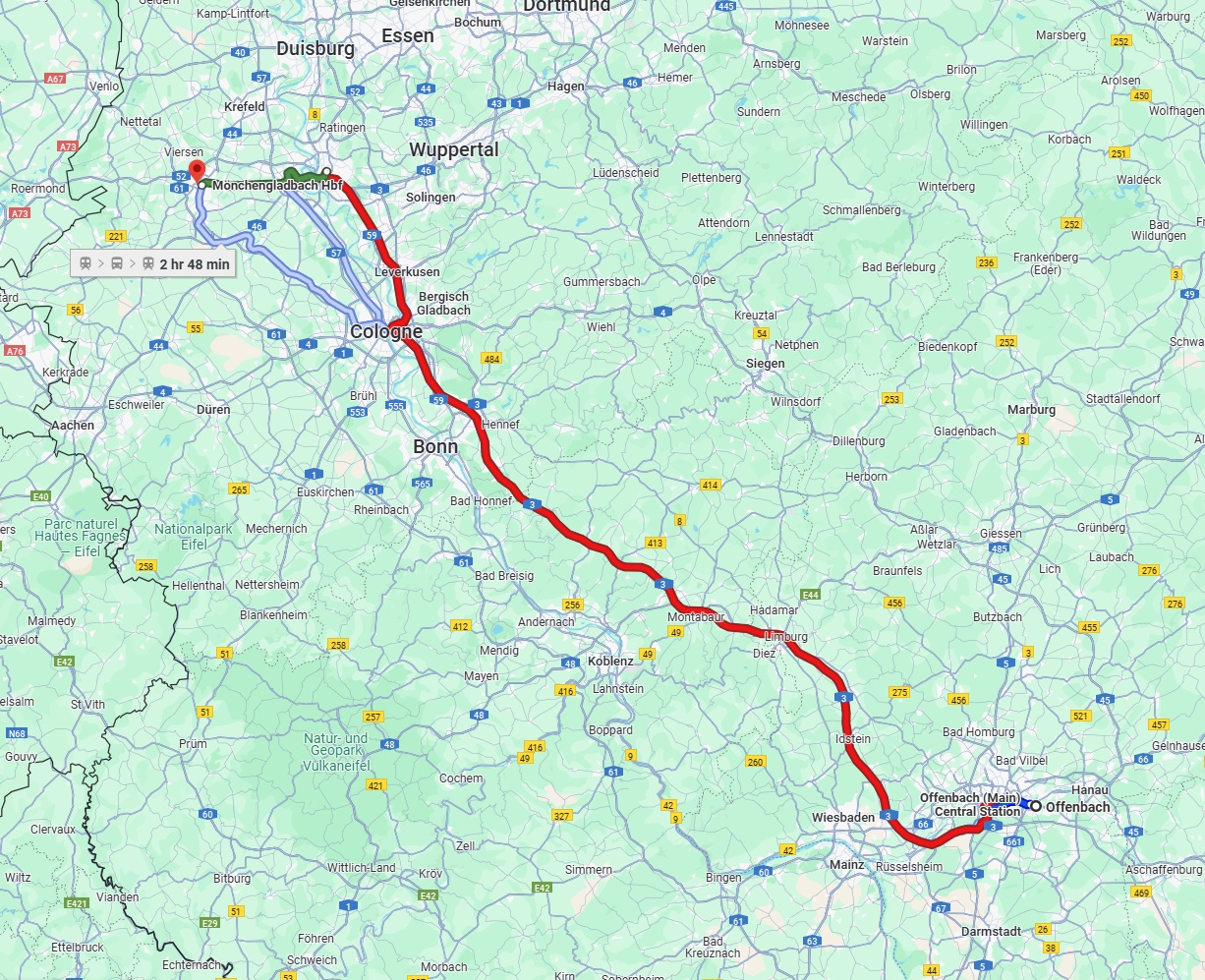 Anreise von Offenbach am Main Zu Mönchengladbach Über 