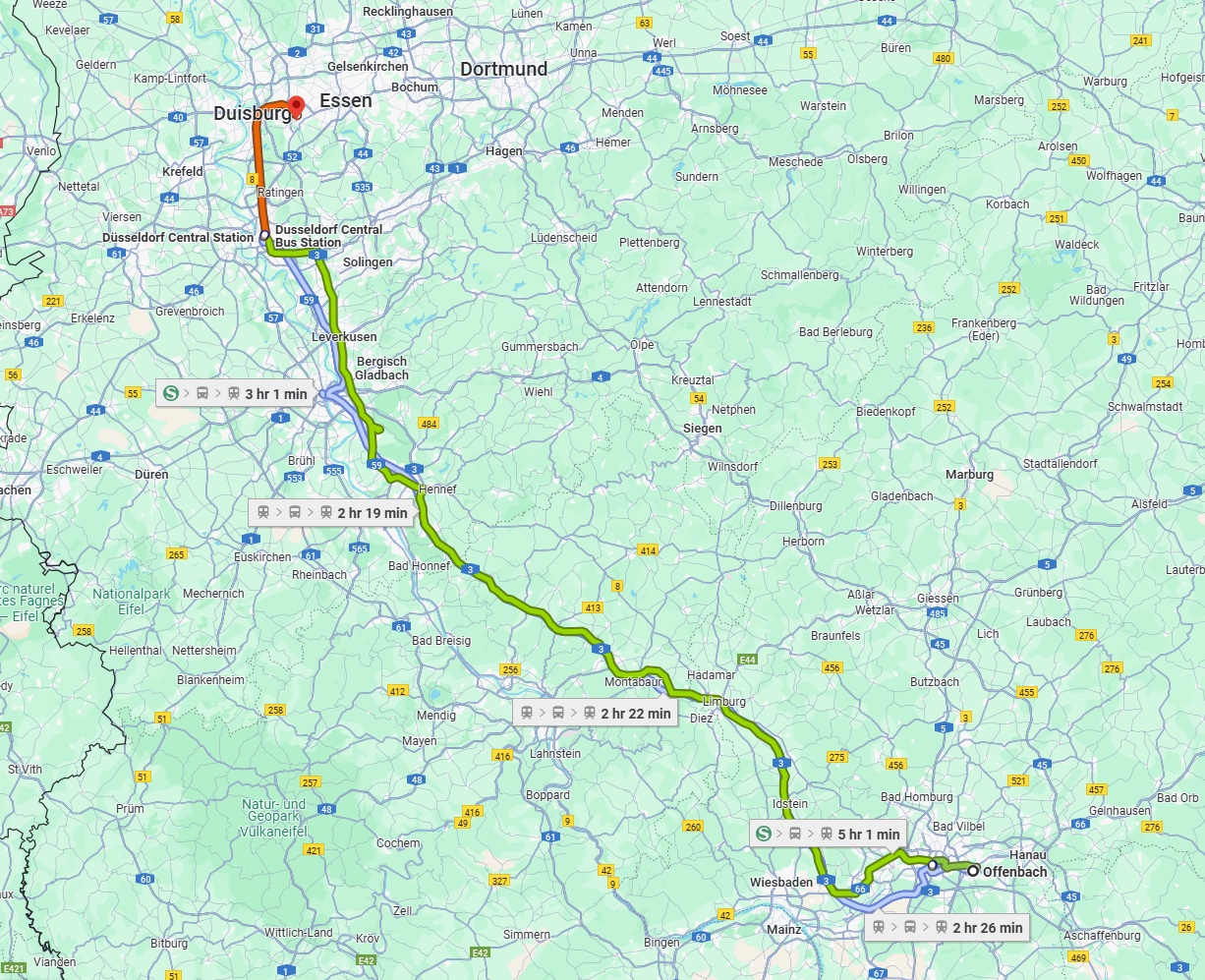 Anreise von Offenbach am Main Zu Mülheim an der Ruhr Über 