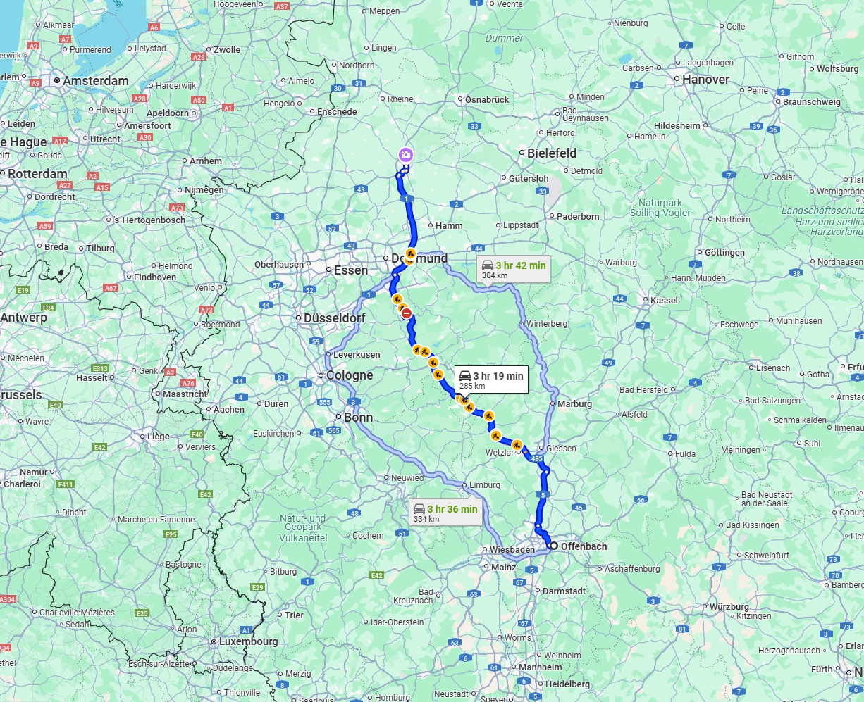 Anreise von Offenbach am Main Zu Münster Über via A45