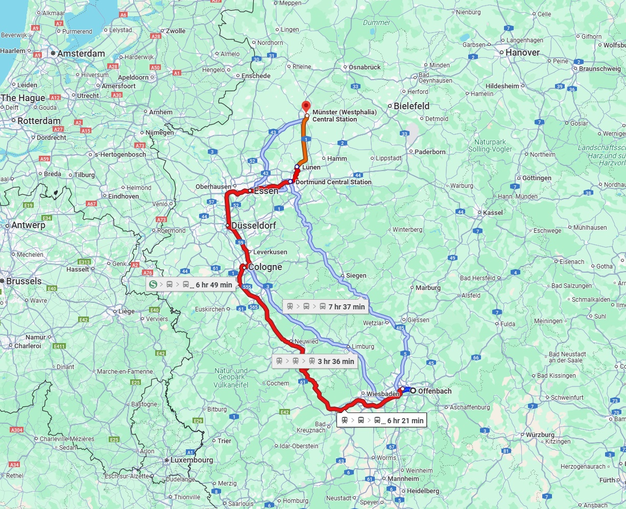 Anreise von Offenbach am Main Zu Münster Über 