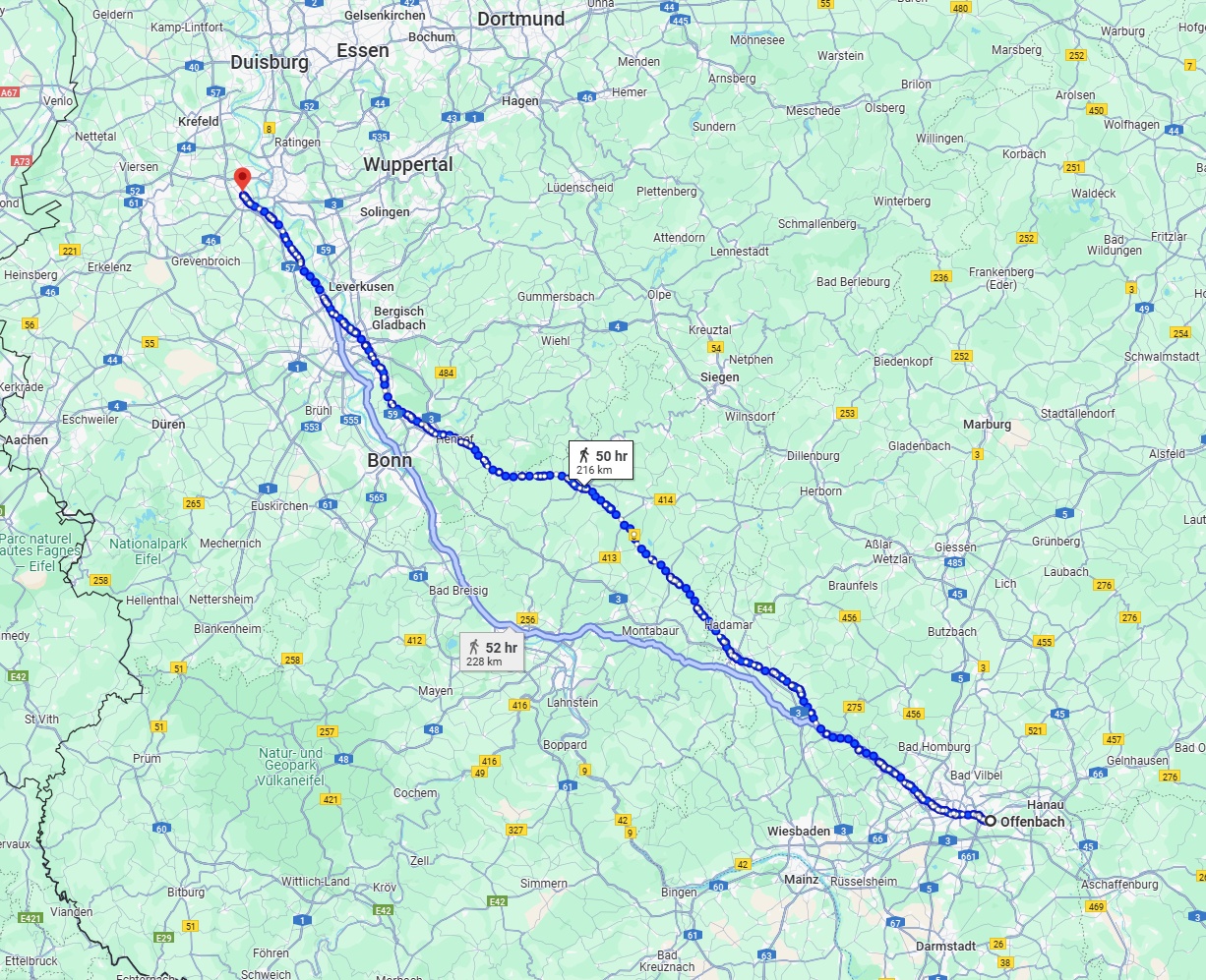 Anreise von Offenbach am Main Zu Neuss Über 