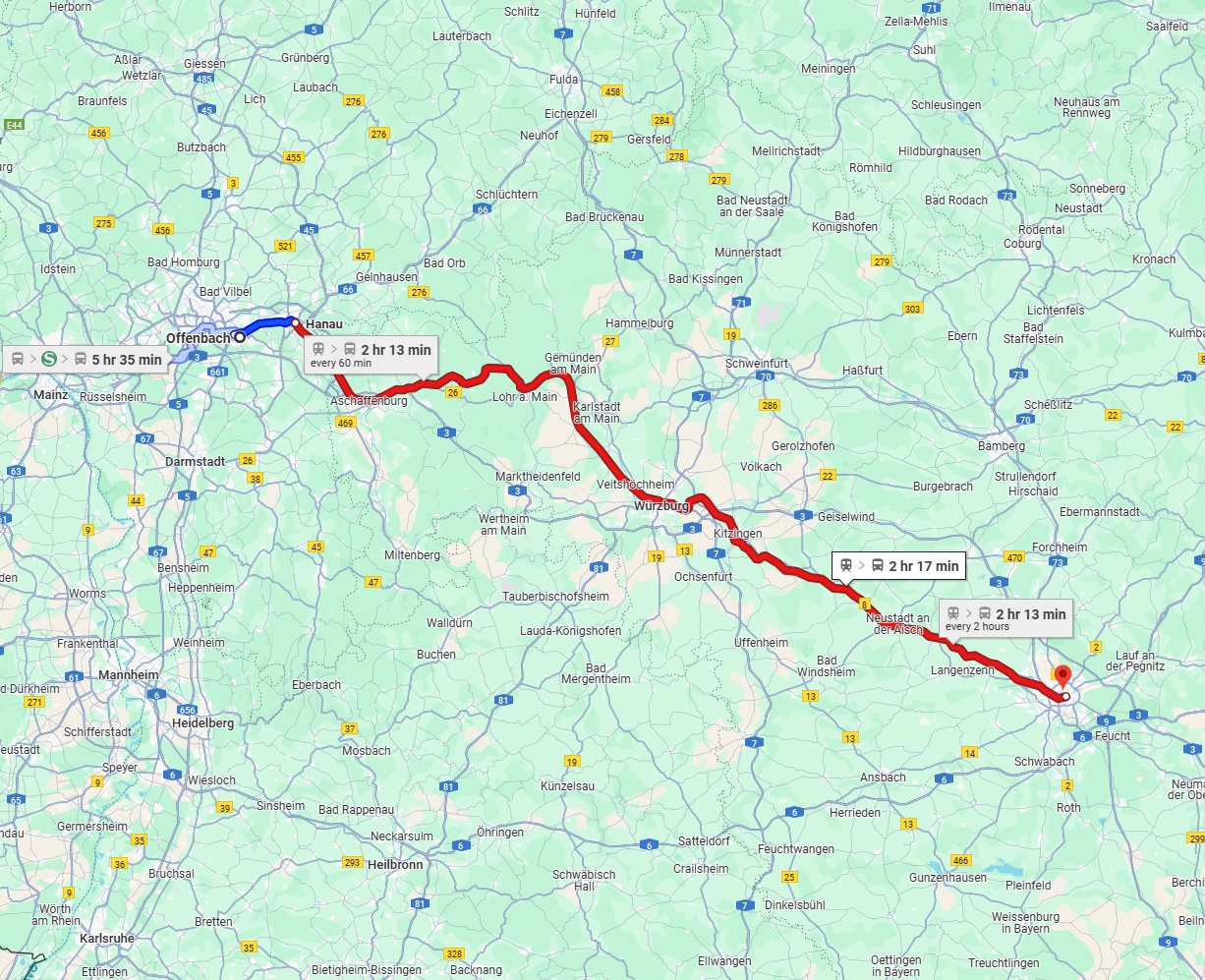 Anreise von Offenbach am Main Zu Nürnberg Über 