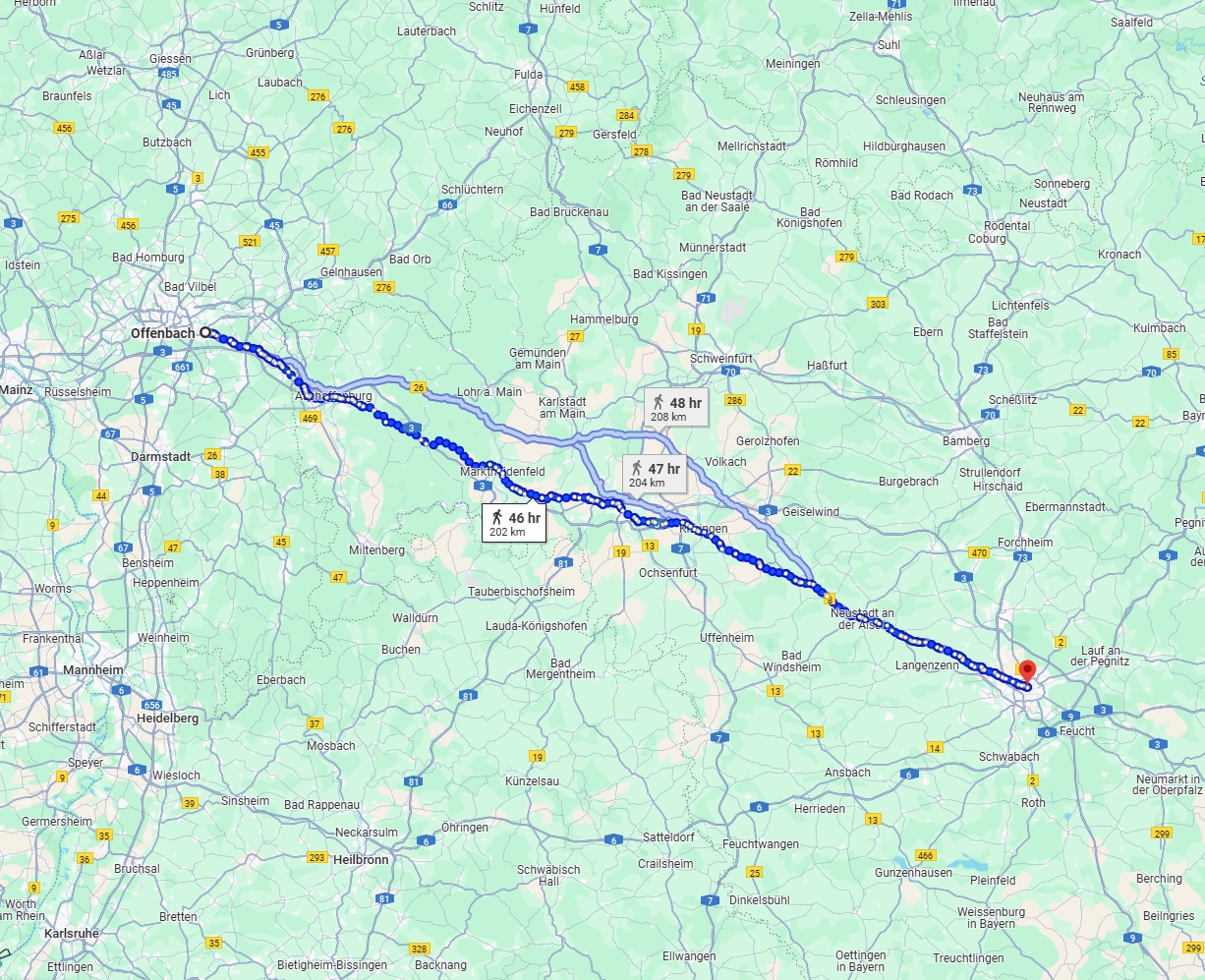 Anreise von Offenbach am Main Zu Nürnberg Über 