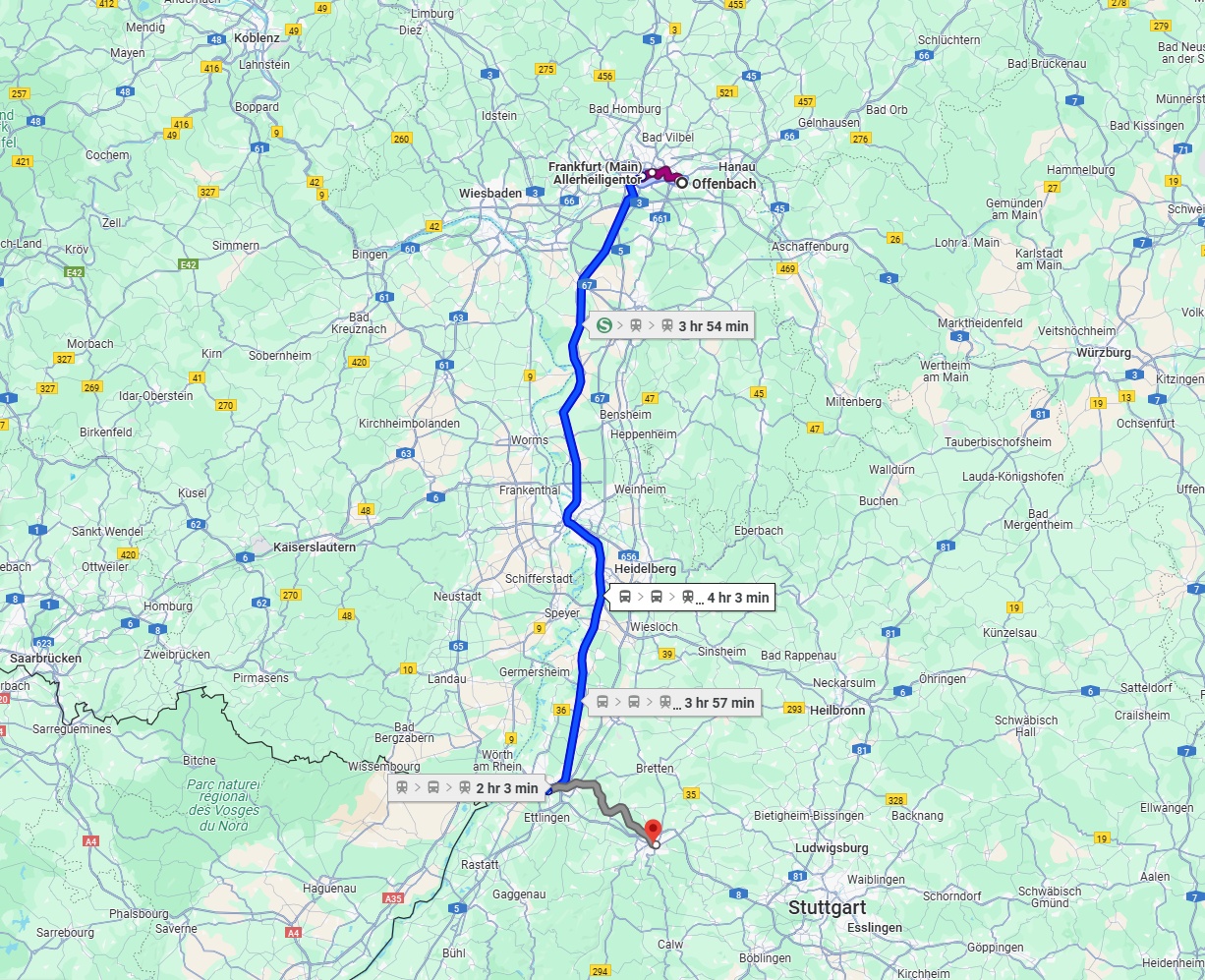 Anreise von Offenbach am Main Zu Pforzheim Über 
