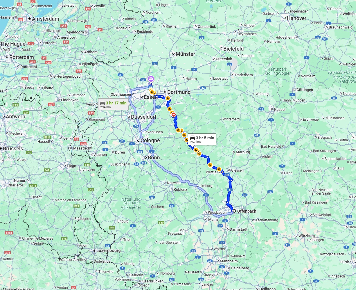 Anreise von Offenbach am Main Zu Recklinghausen Über via A45