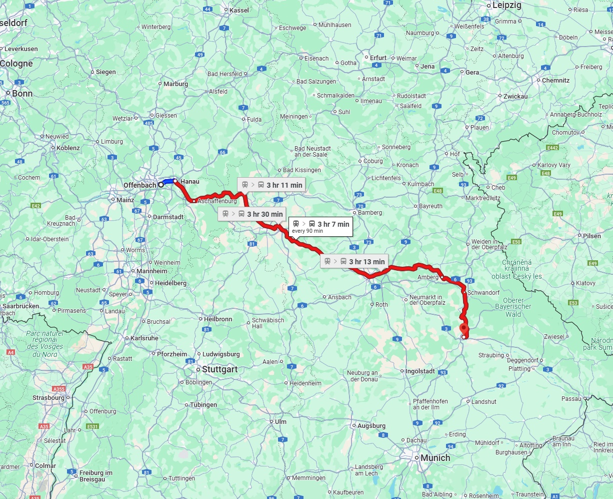 Anreise von Offenbach am Main Zu Regensburg Über 