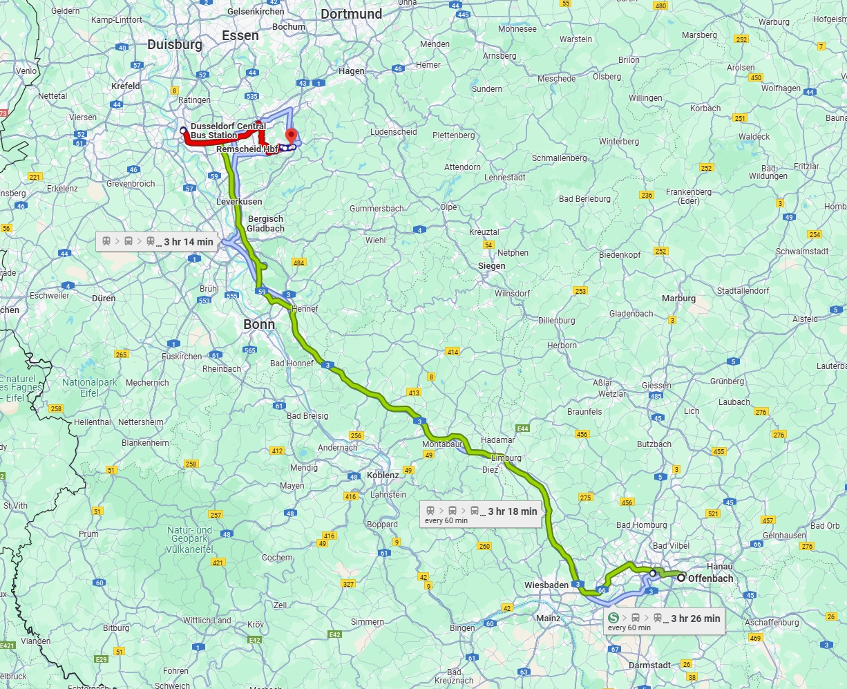 Anreise von Offenbach am Main Zu Remscheid Über 