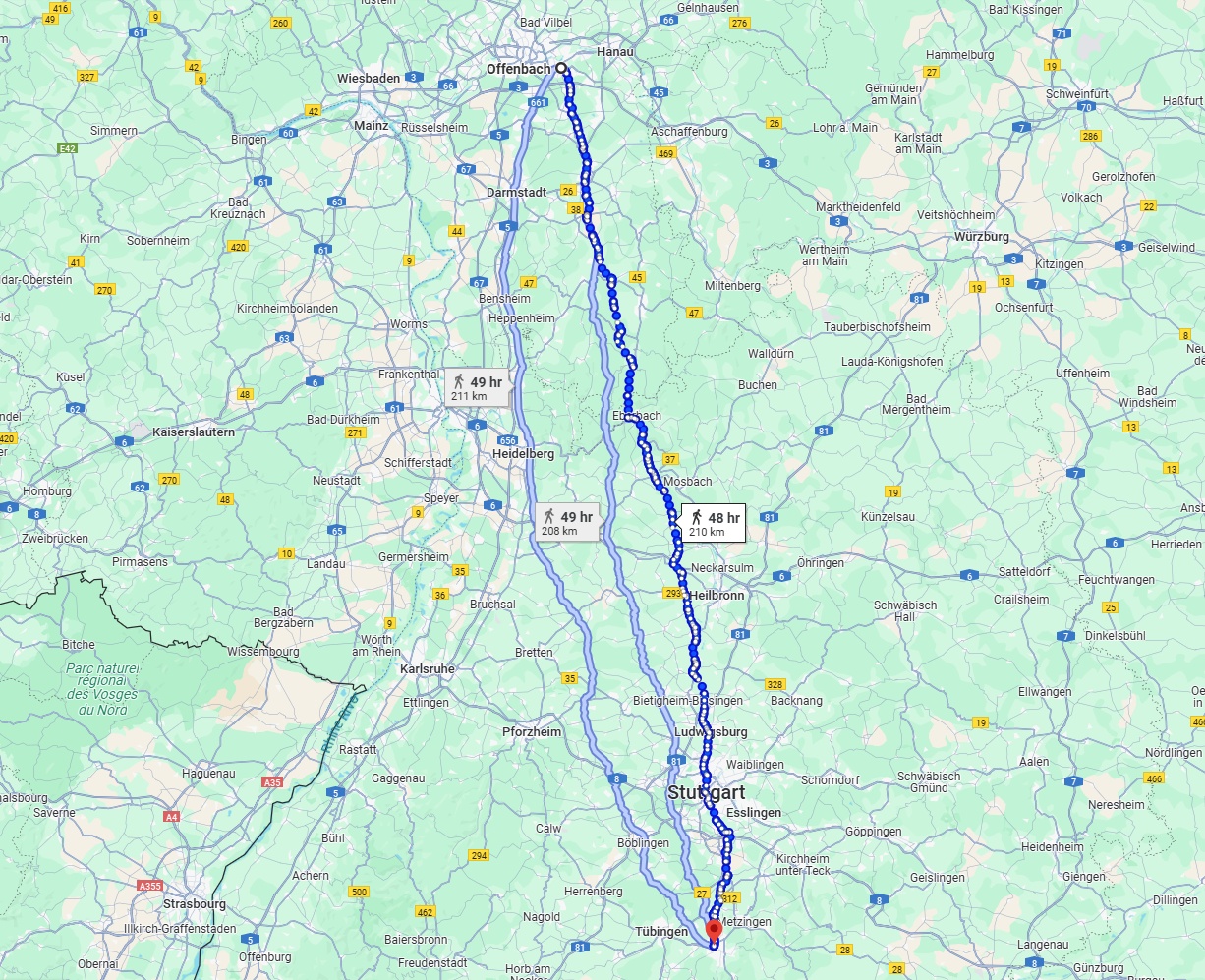 Anreise von Offenbach am Main Zu Reutlingen Über 