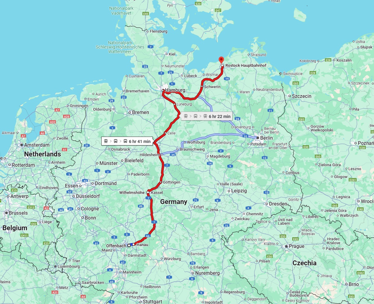 Anreise von Offenbach am Main Zu Rostock Über 