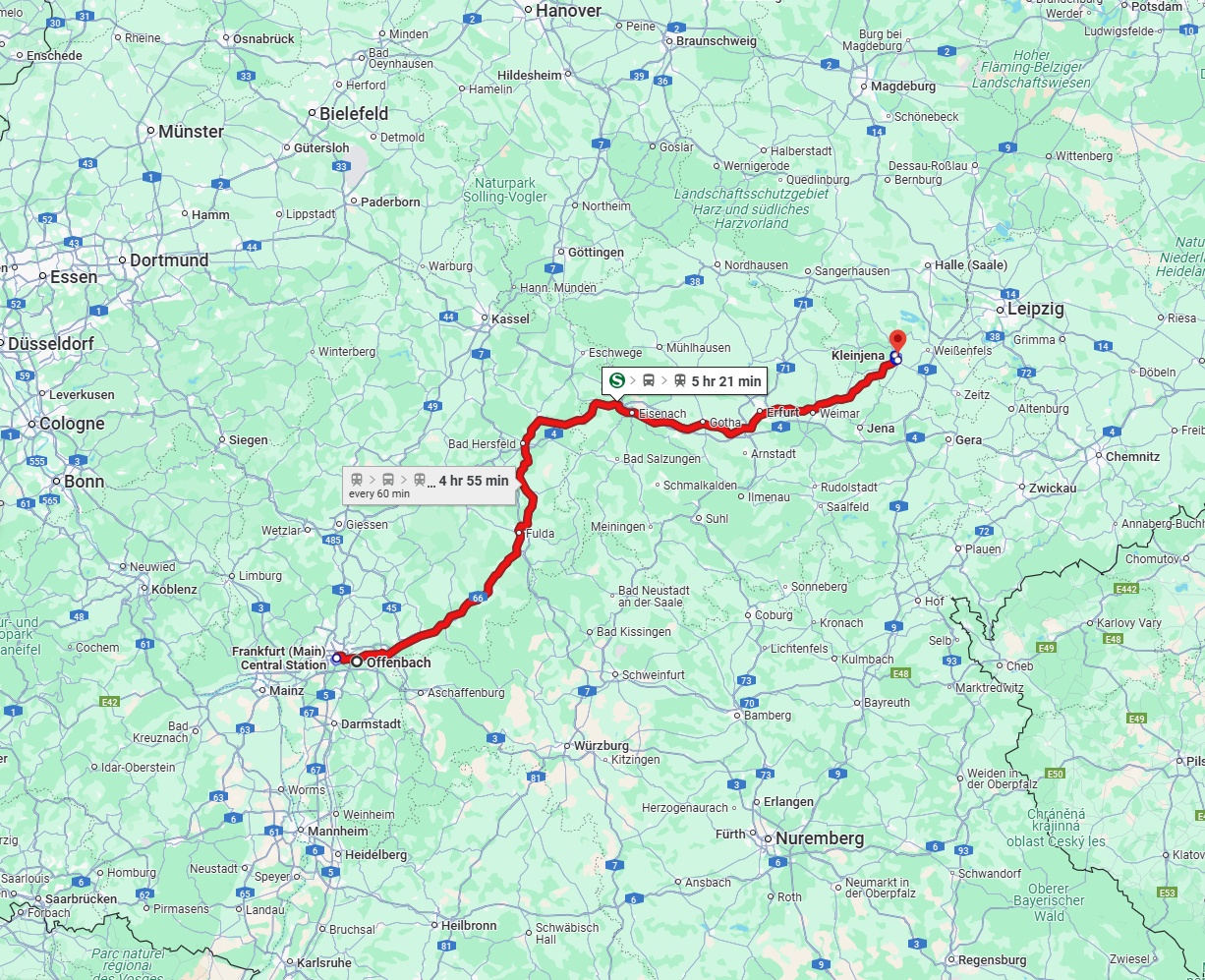 Anreise von Offenbach am Main Zu Saale Über 