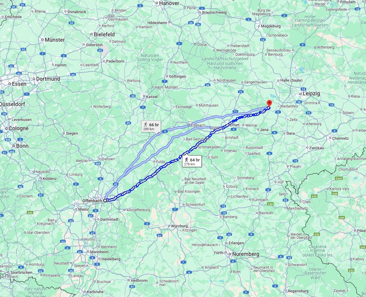 Anreise von Offenbach am Main Zu Saale Über 