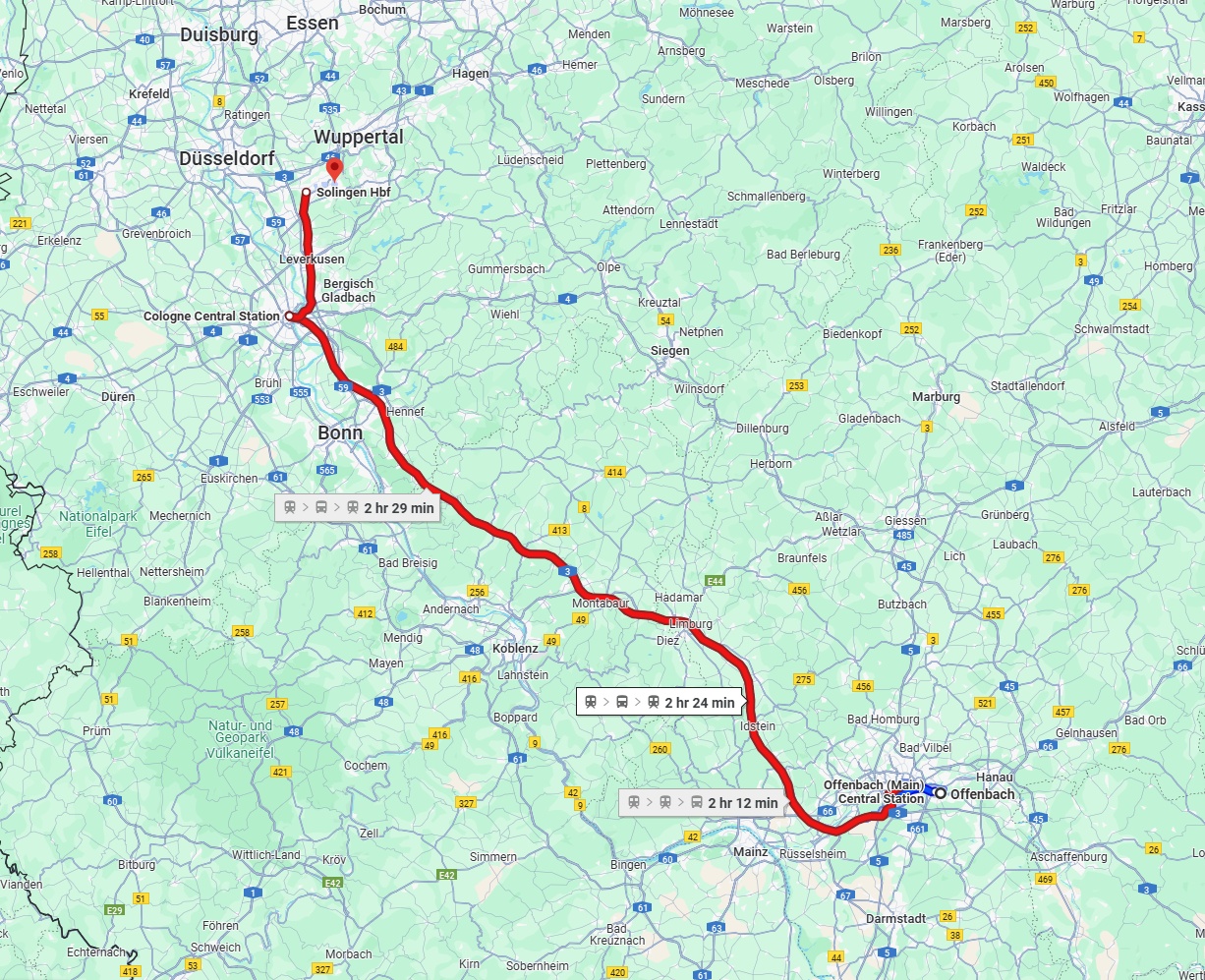 Anreise von Offenbach am Main Zu Solingen Über 