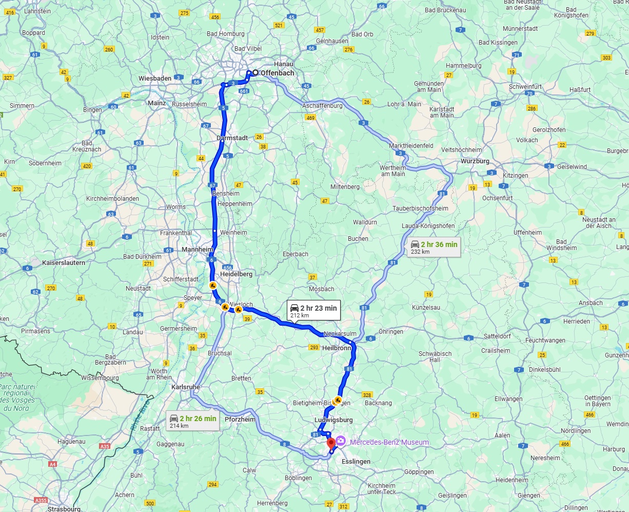 Anreise von Offenbach am Main Zu Stuttgart Über via A6