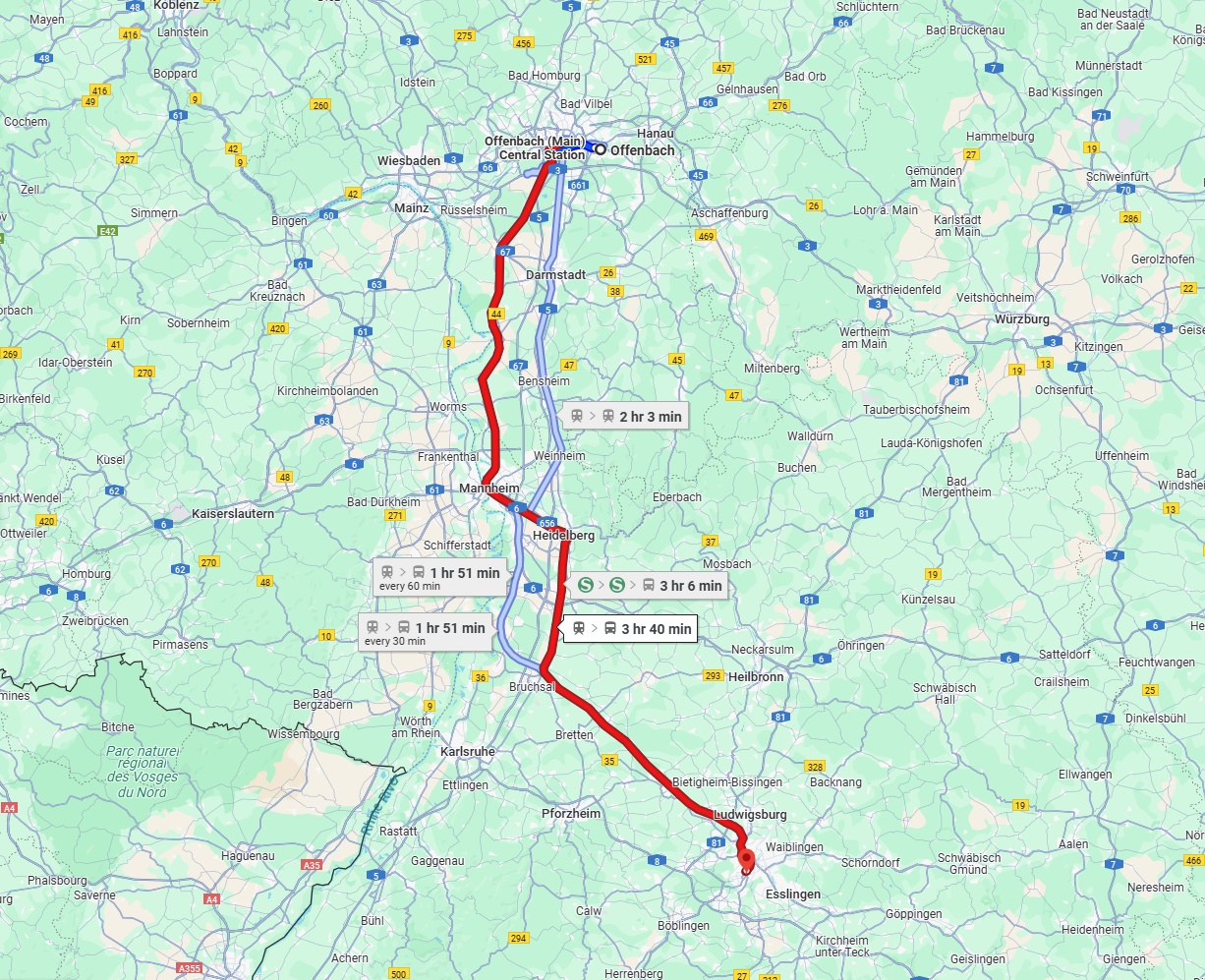 Anreise von Offenbach am Main Zu Stuttgart Über 