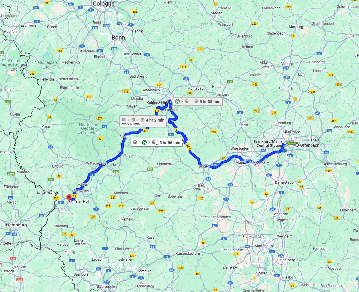 Anreise von Offenbach am Main Zu Trier Über 
