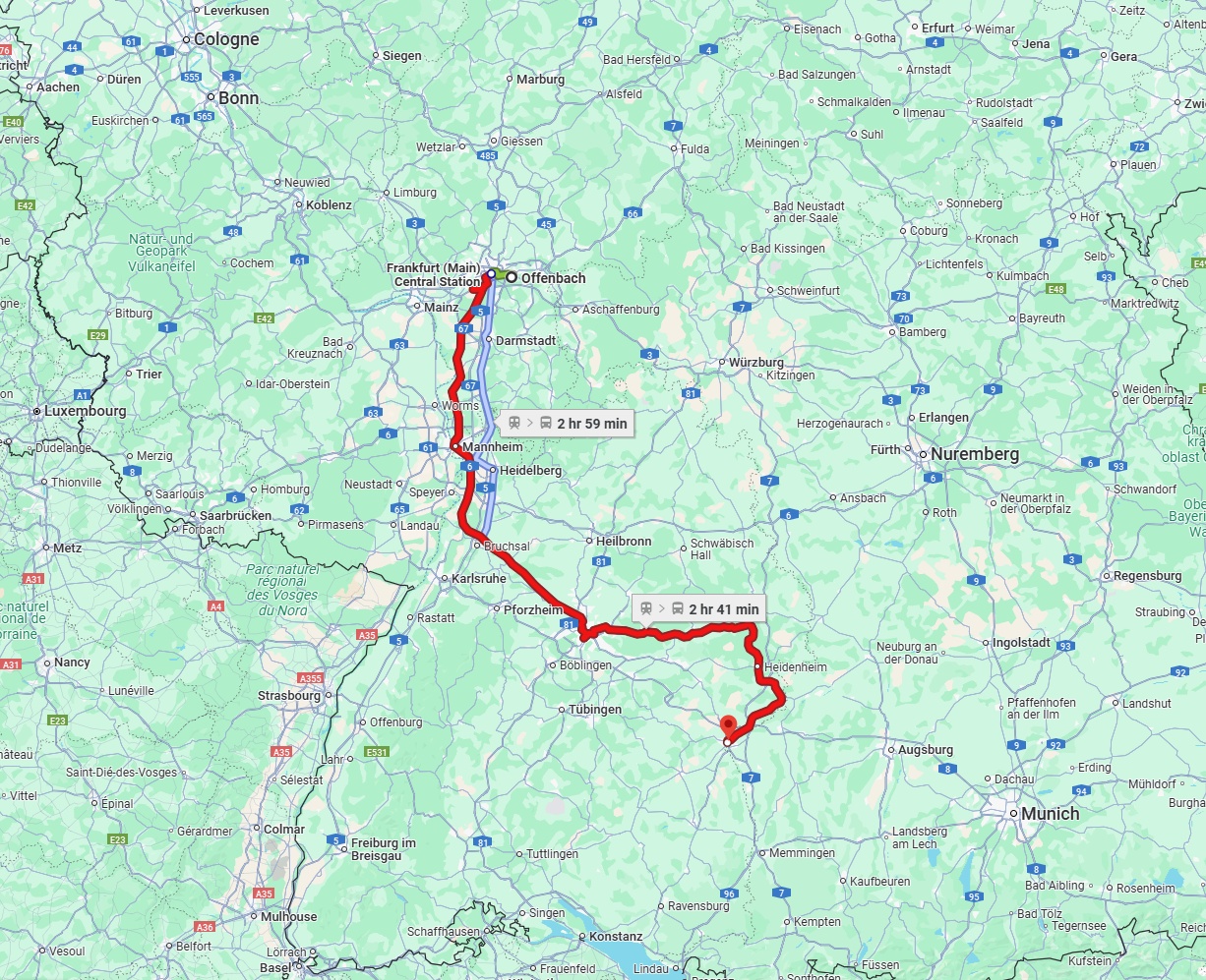 Anreise von Offenbach am Main Zu Ulm Über 