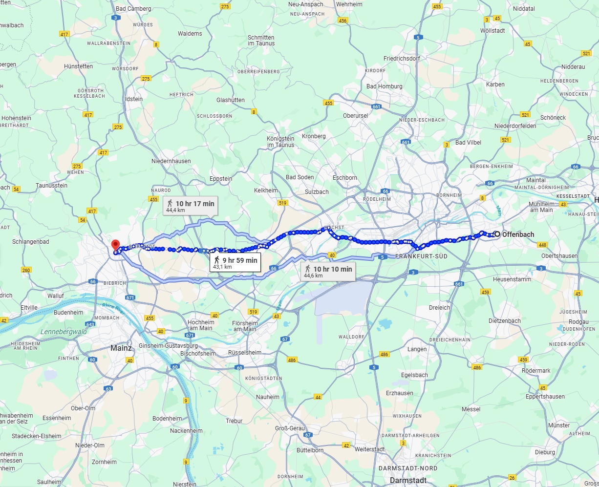 Anreise von Offenbach am Main Zu Wiesbaden Über 