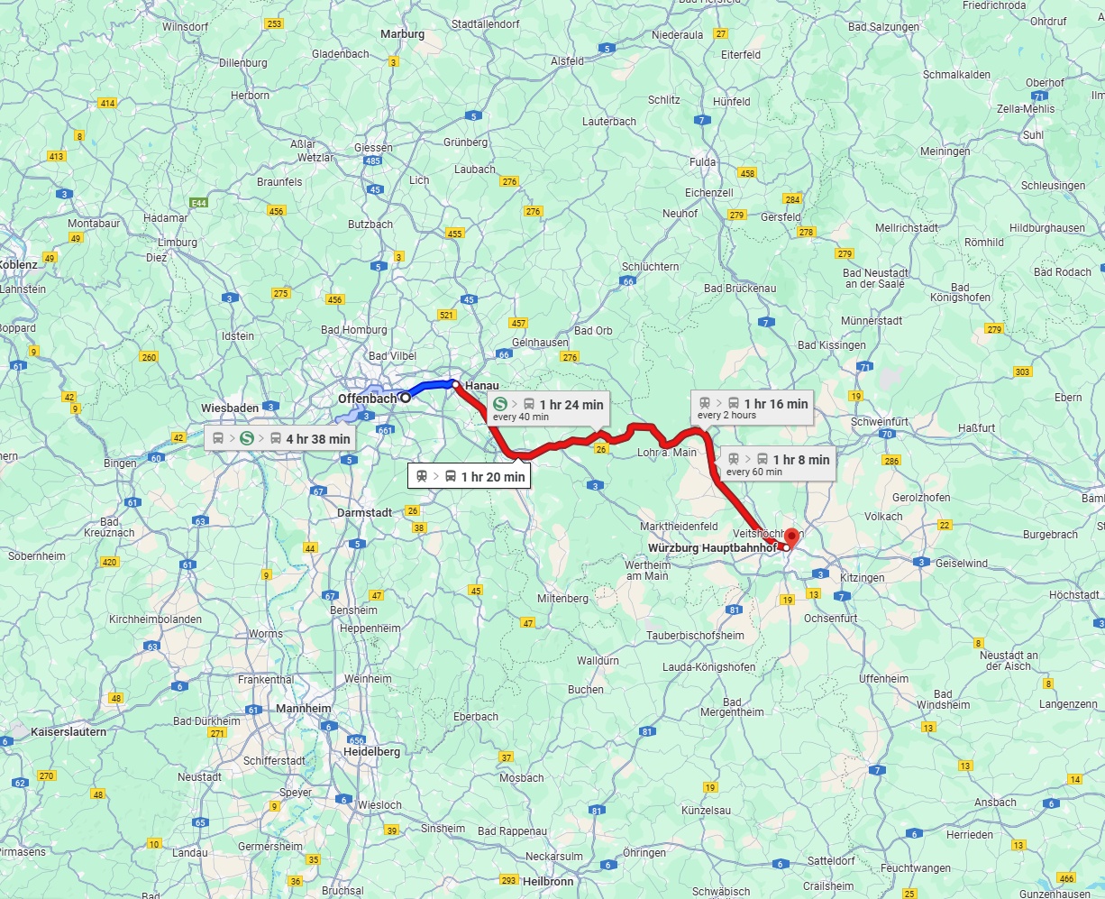 Anreise von Offenbach am Main Zu Würzburg Über 